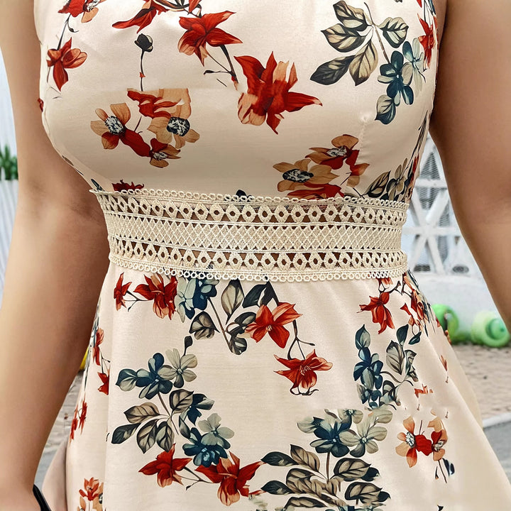 Plus-size Womens Floral Print Lace Summer Holiday Dress - Shop Savvy Styles