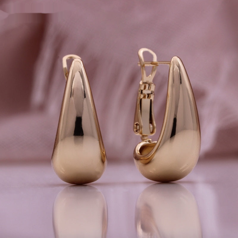 Pendientes de mujer de oro rosa 585 brillante de boutique