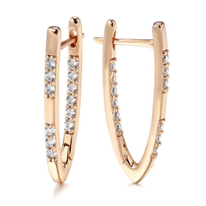 Pendientes Clásicos de Oro Rosa con Circonitas Brillantes