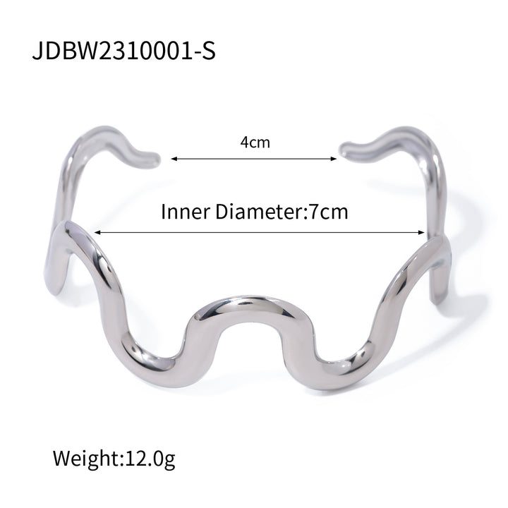 Nueva pulsera de acero de titanio estilo INS para mujer, acero inoxidable chapado en oro de 18 quilates, joyería de moda con brazalete ondulado
