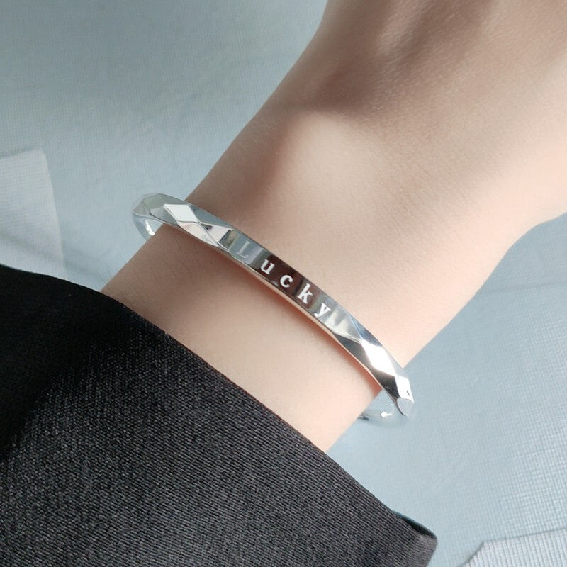 Pulsera de plata de ley para mujer, pulsera de plata 999 pura, pulsera de la suerte