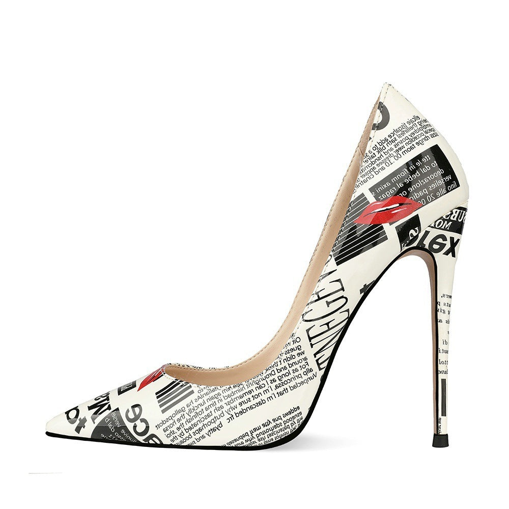 12cm Graffiti Fashion High Heels Women Women&