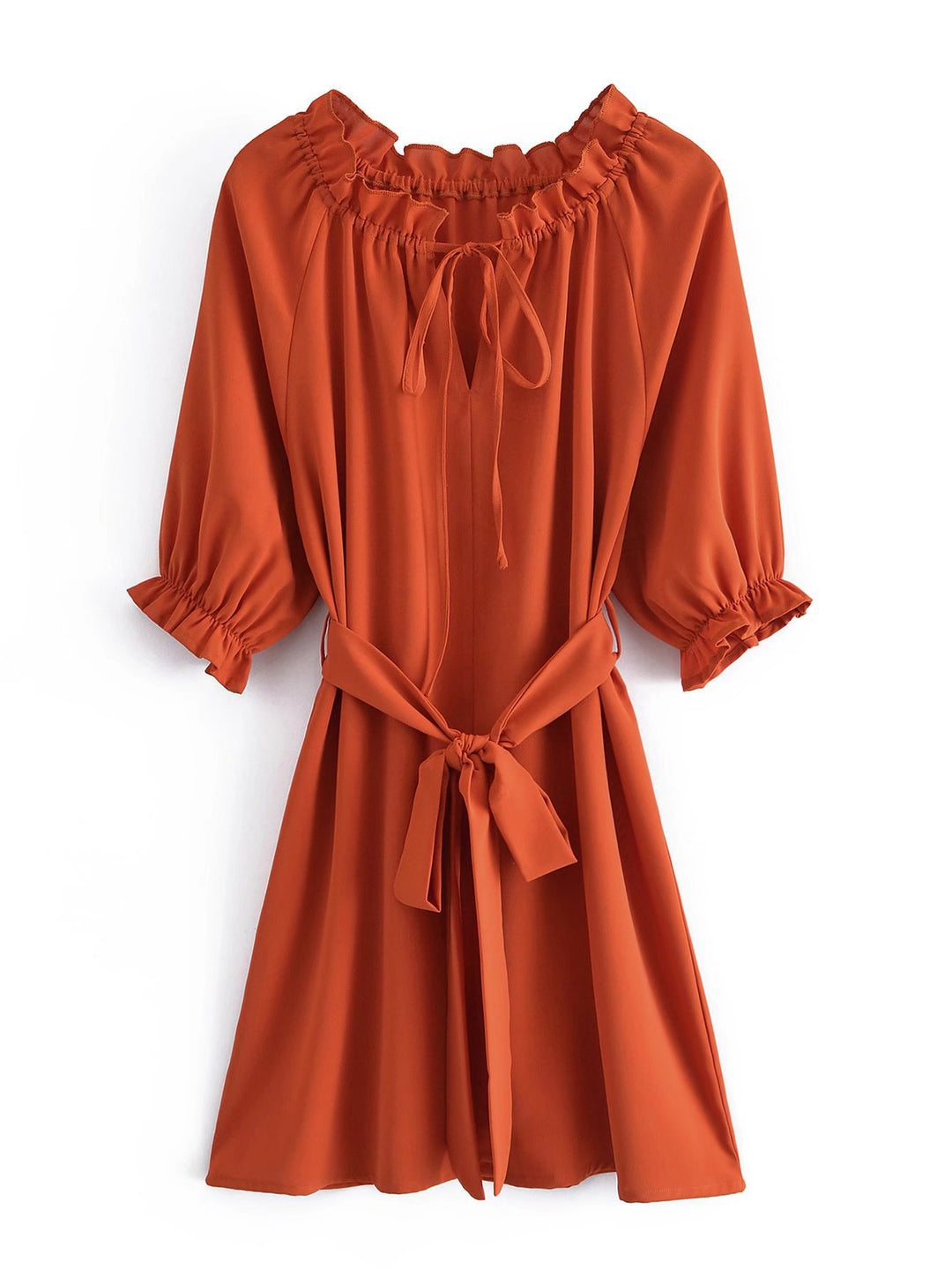 Temperament Two-piece Orange Pullover Dress