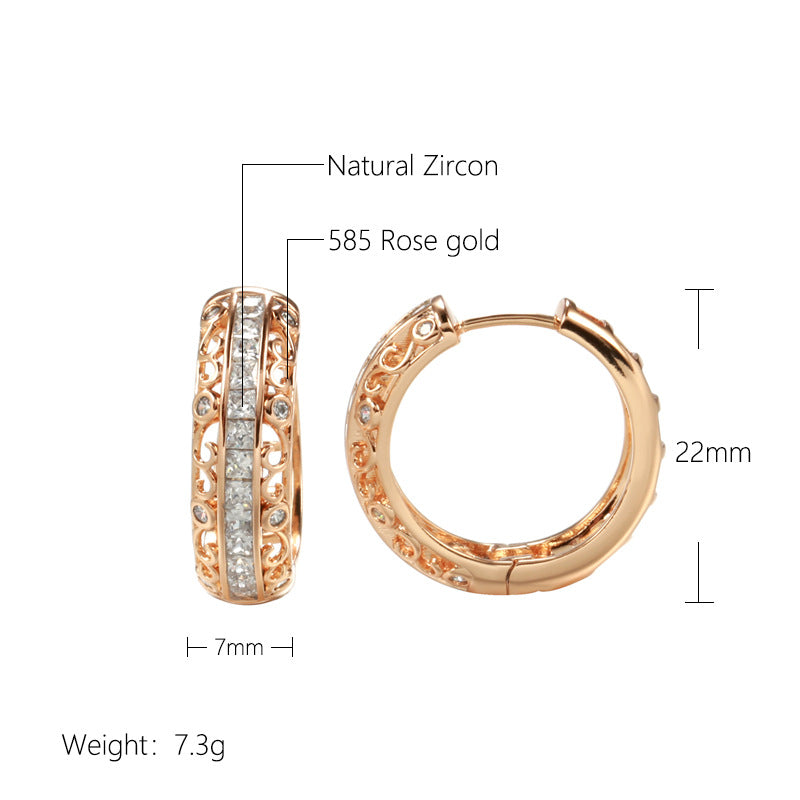 Pendientes de clip de oro rosa con micro diamantes de imitación
