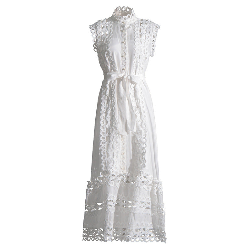 Round Neck Sleeveless See-through Dress For Women