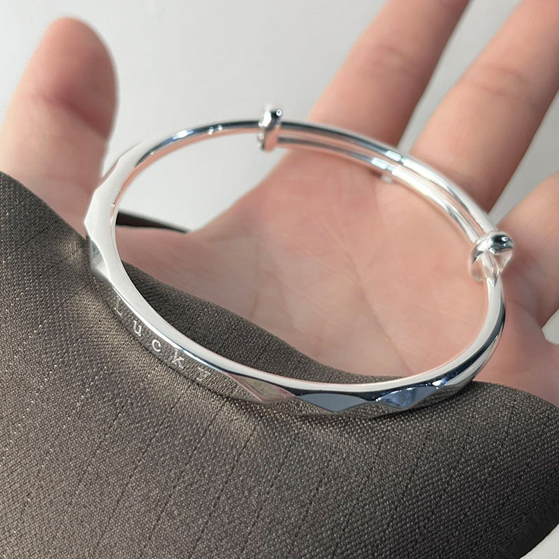 Pulsera de plata de ley para mujer, pulsera de plata 999 pura, pulsera de la suerte