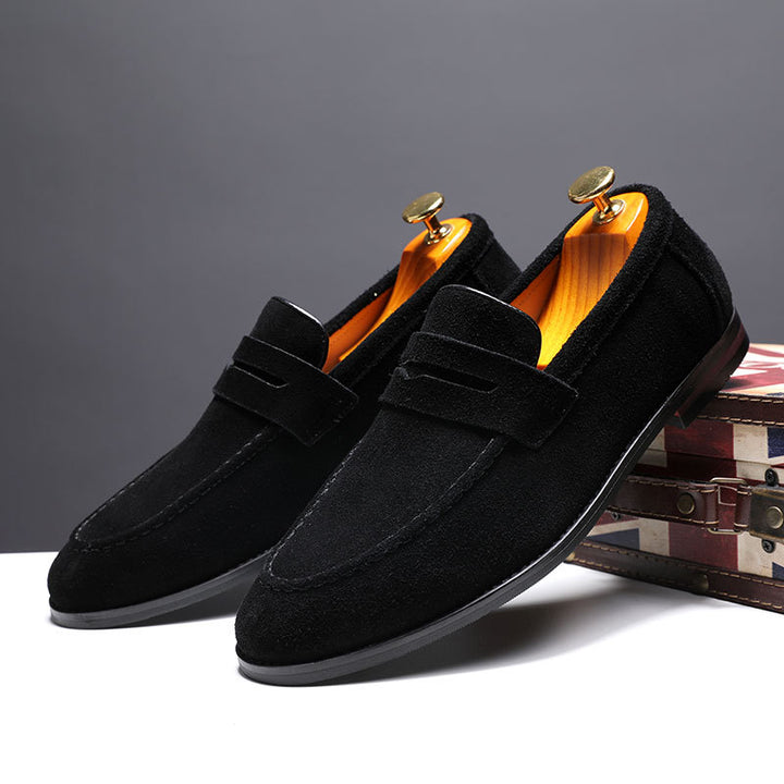Zapatos sin Cordones Casuales de Cuero Nobuck para Hombre