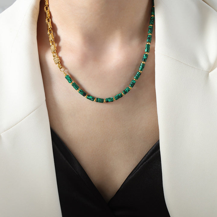 Fashion Personality Bends And Hitches Ornament Multi Colors Natural Stone Beaded Design Copper Jewelry Suit