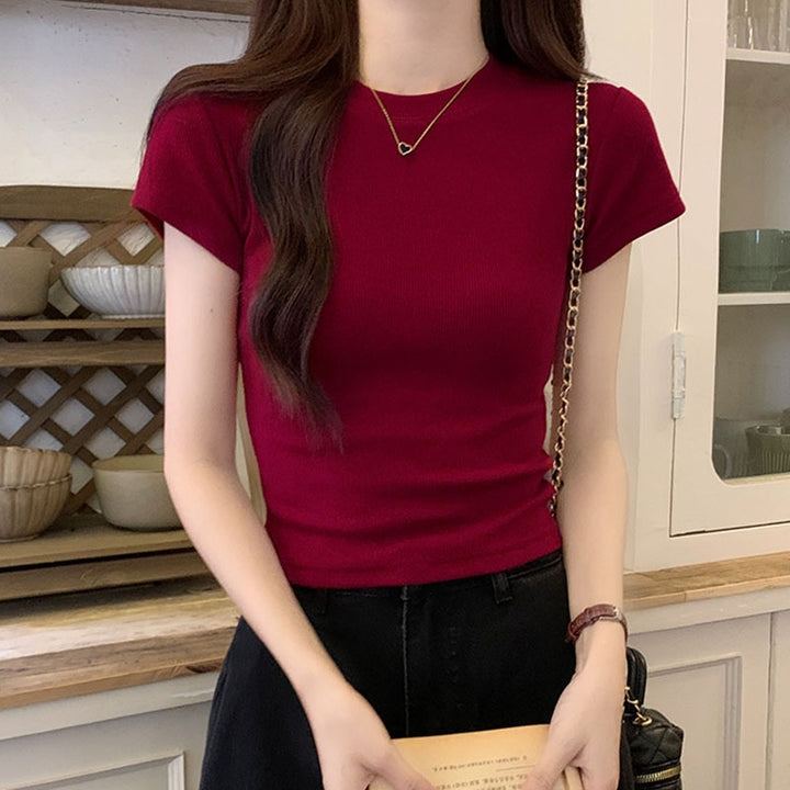 Red Retro American Short-sleeved Women&