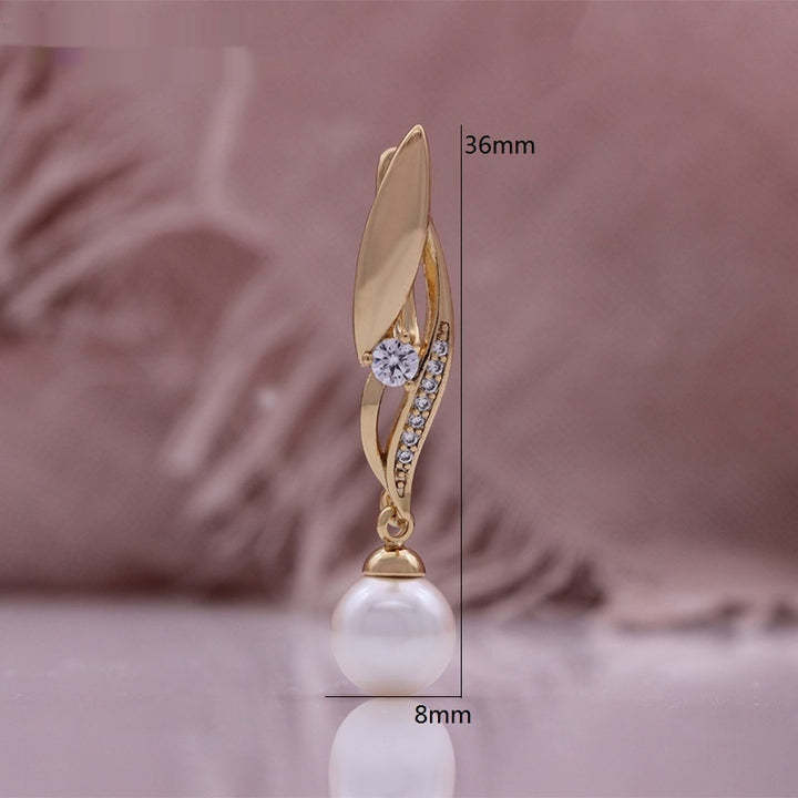 Pendientes de mujer de moda Perla Circonita Oro Rosa
