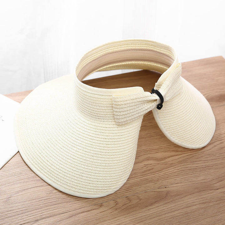 Sombrero de paja portátil plegable de verano con protección solar