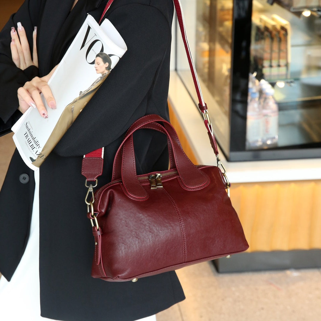 Bolso de mano grande de piel auténtica de alta gama