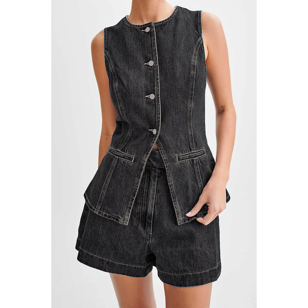 Ensemble top sans manches et short pour femme