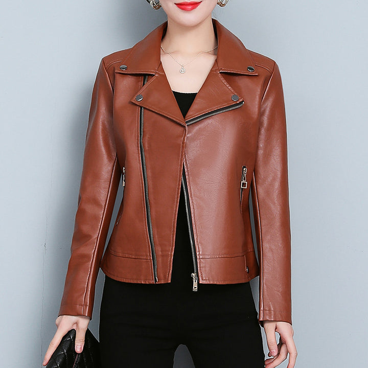 Chaqueta de cuero, abrigo corto versátil