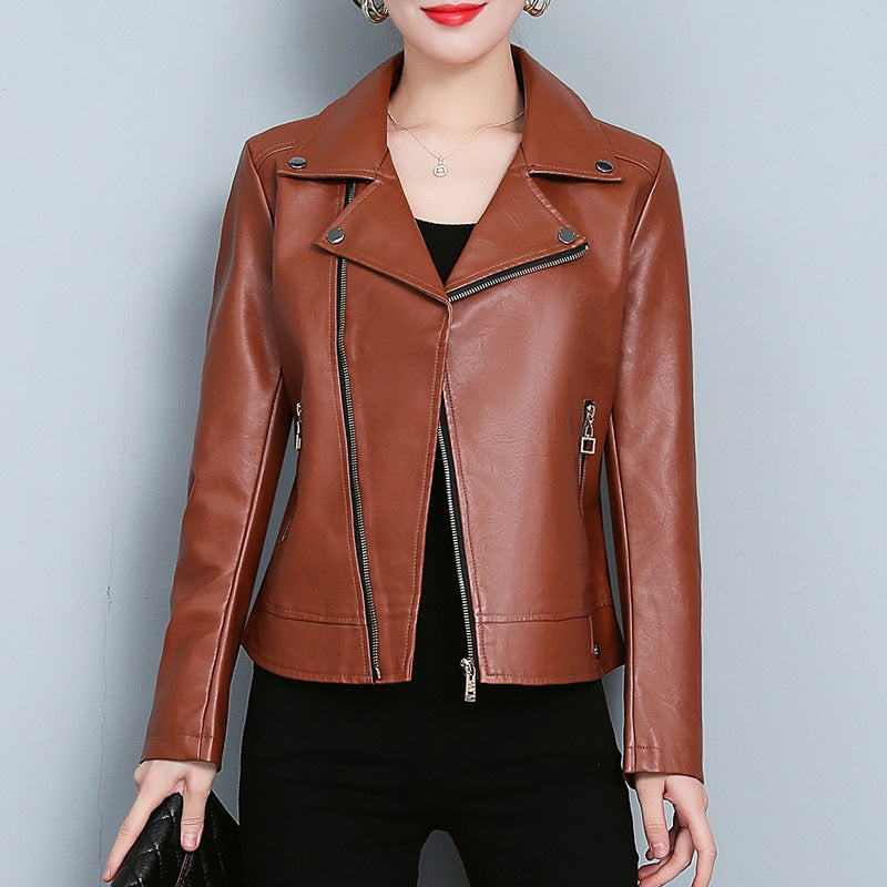 Chaqueta de cuero, abrigo corto versátil