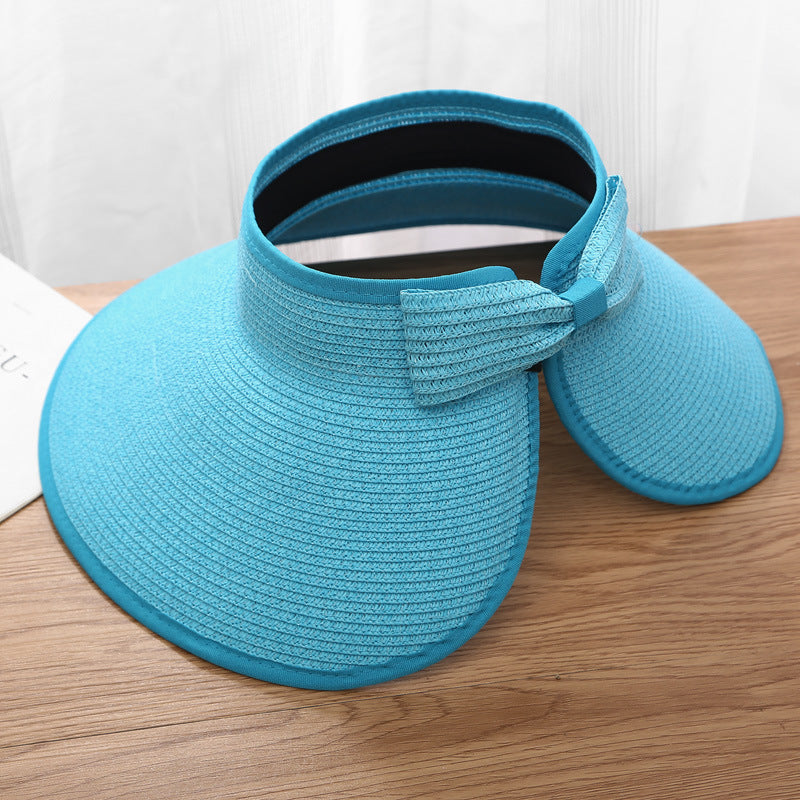 Sombrero de paja portátil plegable de verano con protección solar