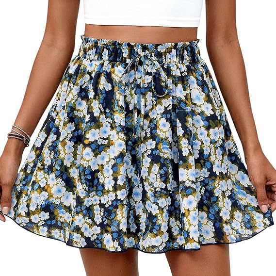 High-waisted Floral Print A-line Shorts Womens Casual Loose Shorts - Shop Savvy Styles