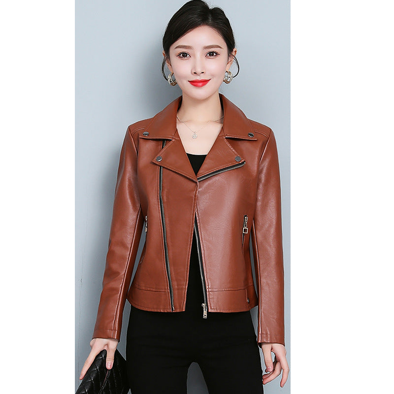 Chaqueta de cuero, abrigo corto versátil