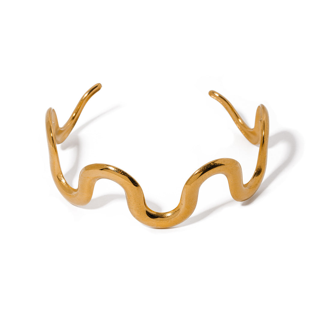 Nueva pulsera de acero de titanio estilo INS para mujer, acero inoxidable chapado en oro de 18 quilates, joyería de moda con brazalete ondulado