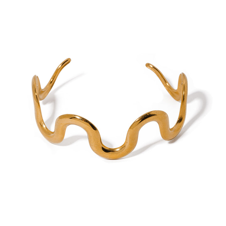 Nueva pulsera de acero de titanio estilo INS para mujer, acero inoxidable chapado en oro de 18 quilates, joyería de moda con brazalete ondulado