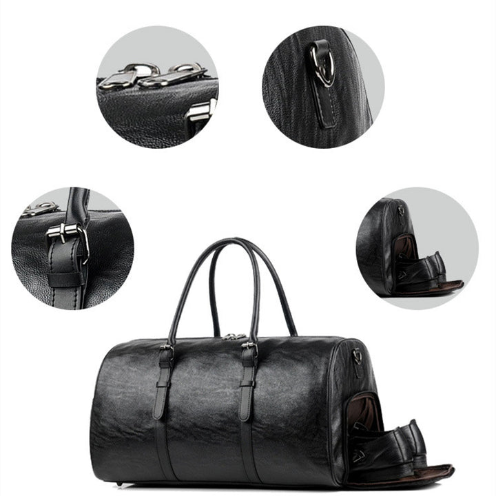 Bolso de viaje de cuero sencillo de gran capacidad
