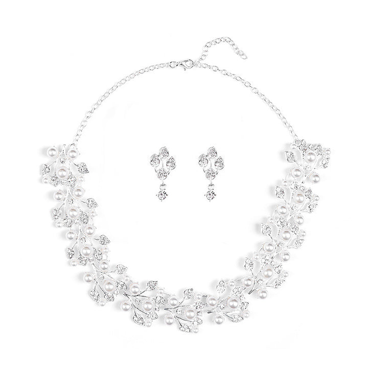 Conjunto de joyería con forma de hoja de perla para mujer