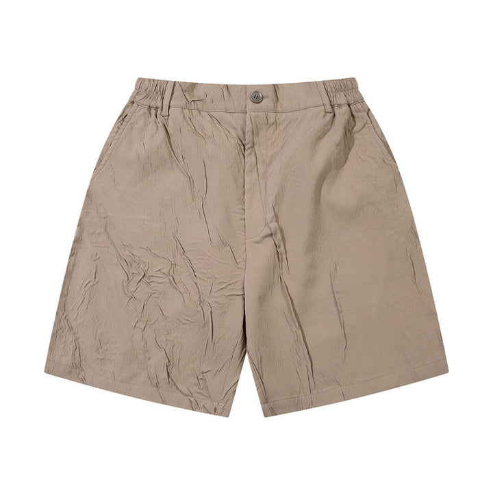 Solid Color Pleated Casual Shorts Men