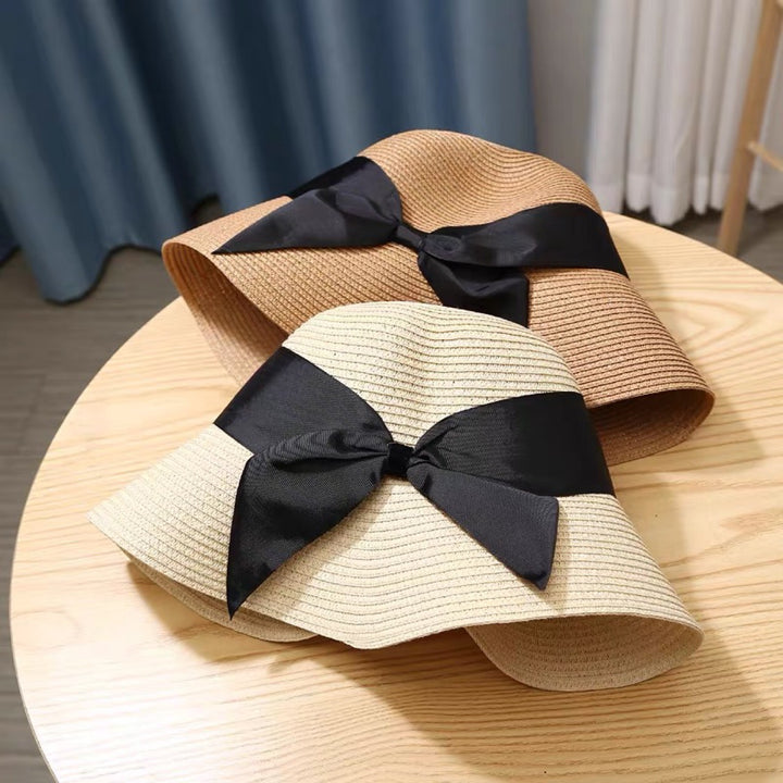 Sombrero de paja para mujer plegable parasol de playa