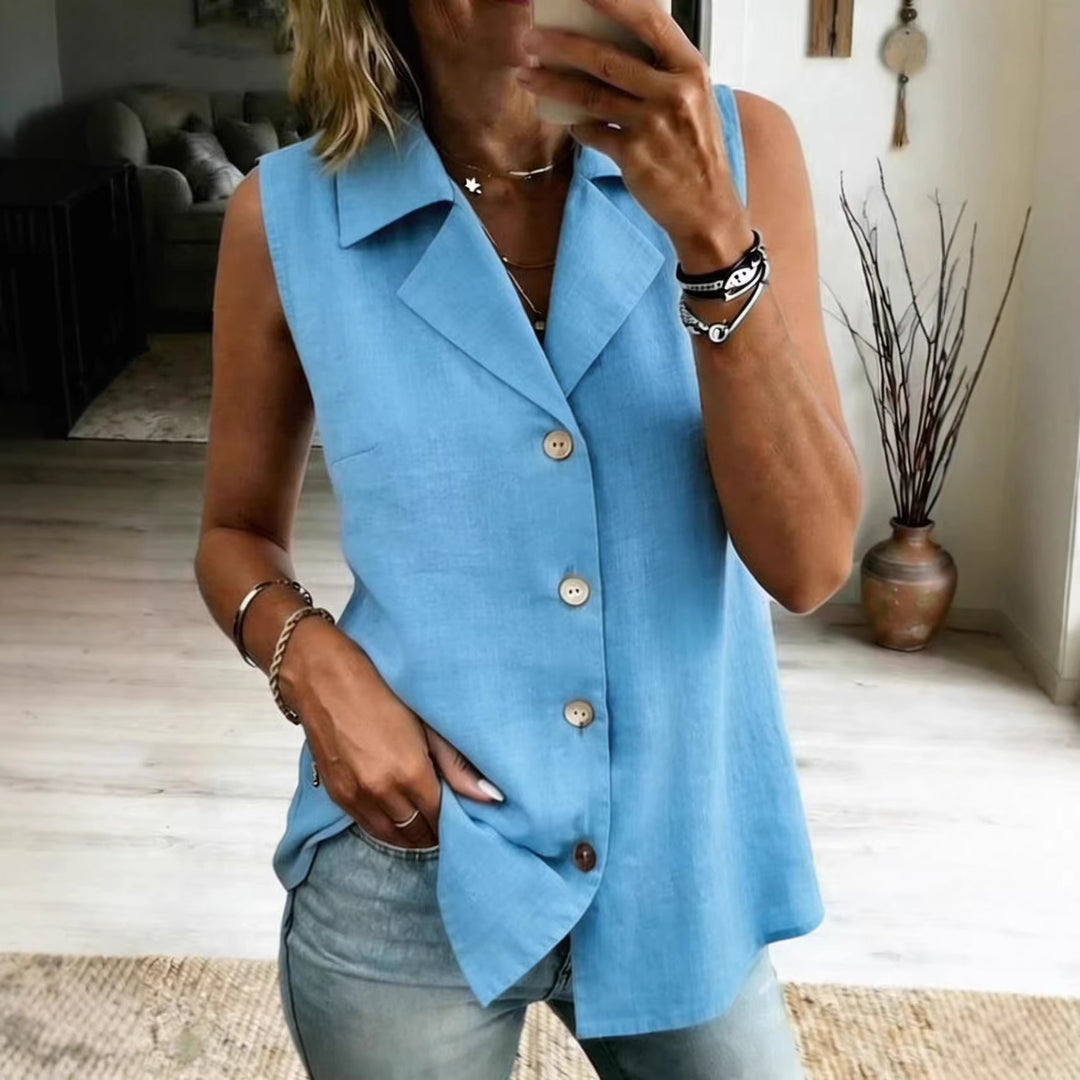 Haut gilet sans manches ample et tendance de couleur unie pour femme