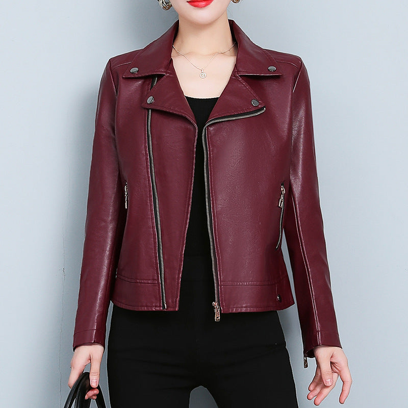 Chaqueta de cuero, abrigo corto versátil