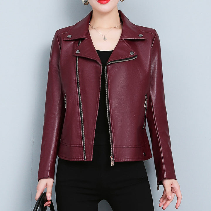 Chaqueta de cuero, abrigo corto versátil