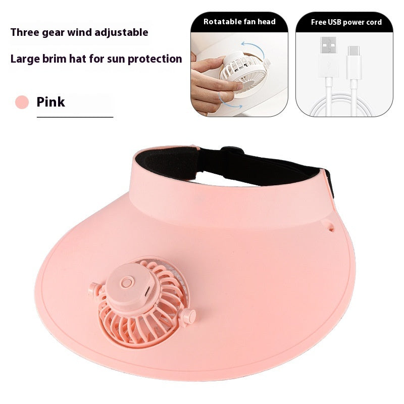 USB Rechargeable Sun Protection Adjustable Hat Fan