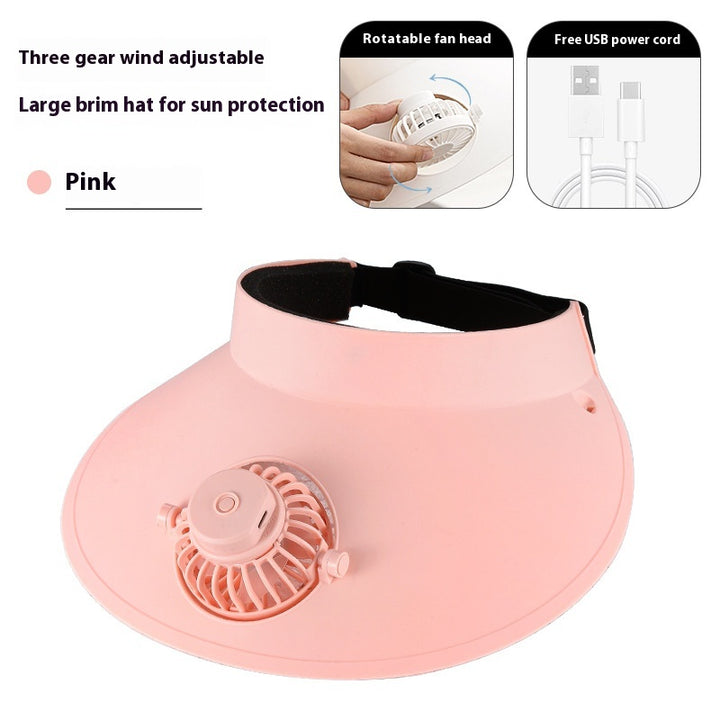 USB Rechargeable Sun Protection Adjustable Hat Fan
