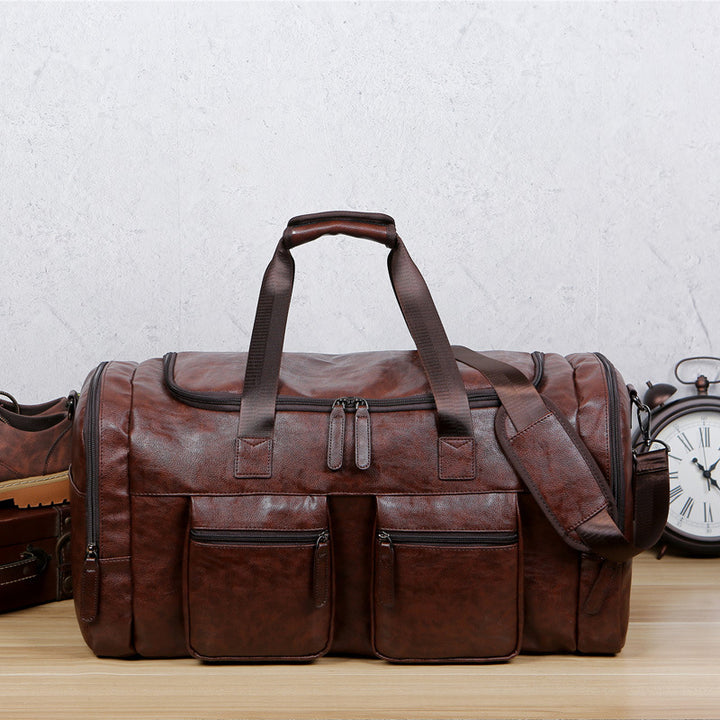 Bolsa de Viaje de Cuero Sintético de Gran Capacidad para Hombre