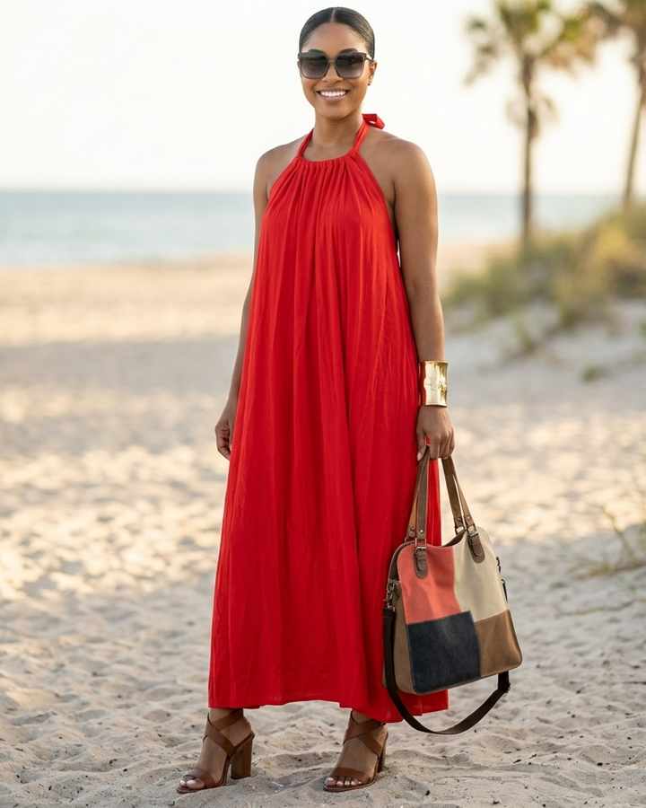 Strap Bohemian Candy-Colored Womens Dress
